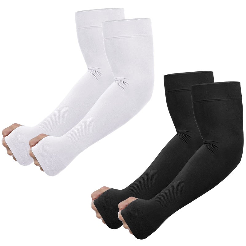 Newbyinn UV Sun Protection Arm Sleeves with Thumb Hole for Men Women Youth Cooling Sleeve to Cover Tattoo MidCompression