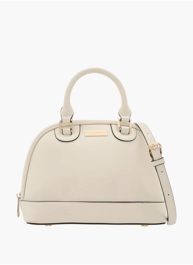 بابريكا Women's Solid Tote Bag with Detachable Strap and Zip Closure