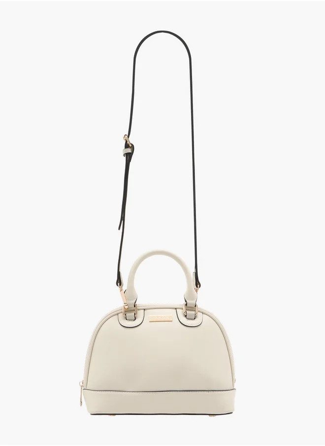 بابريكا Women's Solid Tote Bag with Detachable Strap and Zip Closure