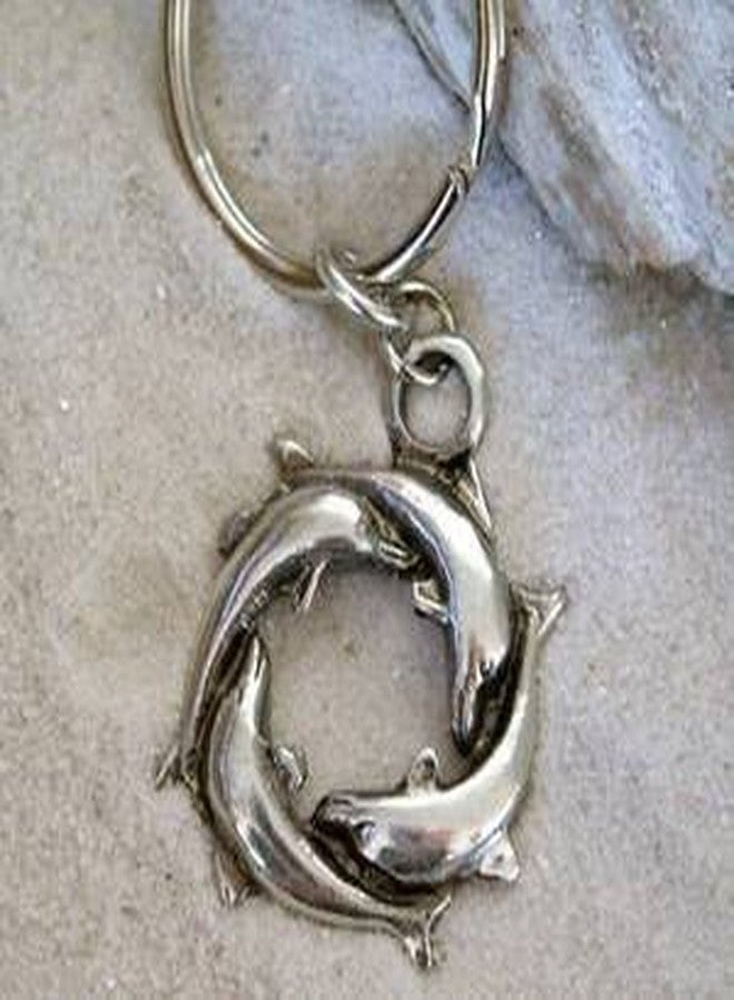 تريلوجي جوليري سلسلة مفاتيح فضية بتصميم دولفين دائري