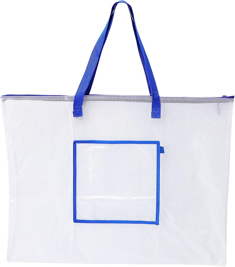Minkissy Art Portfolio Bag with Zipper Handle Blue Large Storage Organizer for Supplies - Image 1