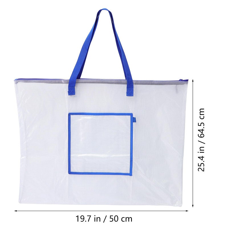 Minkissy Art Portfolio Bag with Zipper Handle Blue Large Storage Organizer for Supplies - Image 3