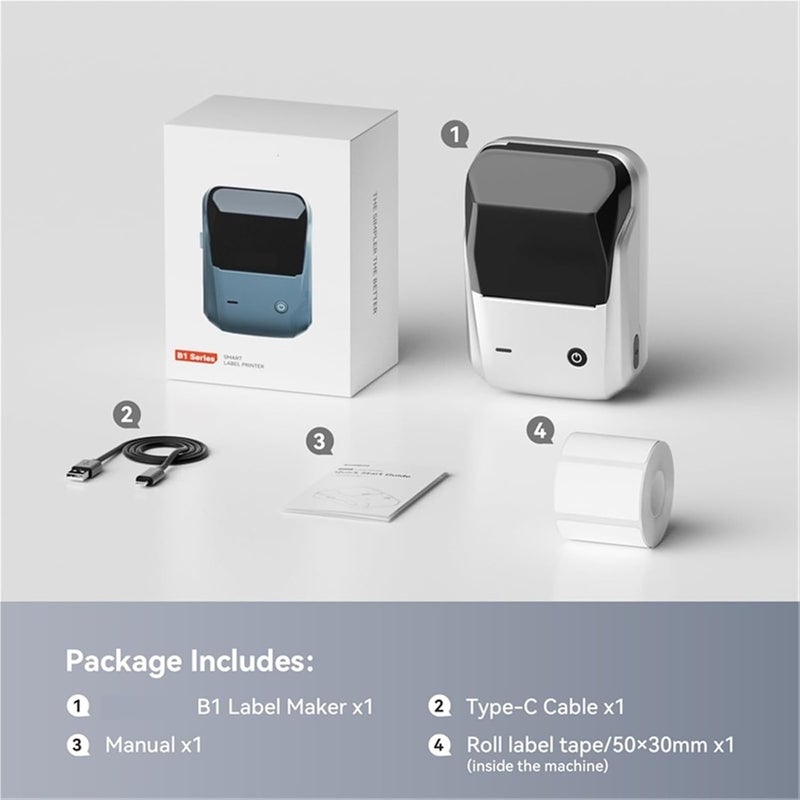 Handheld Industrial Label Printer, B1 Portable Thermal Printer with Tapes 2 Inch Adhesive Label Mini Bluetooth Sticker Maker Support Smartphones(B1-Light-Blue) - Image 4