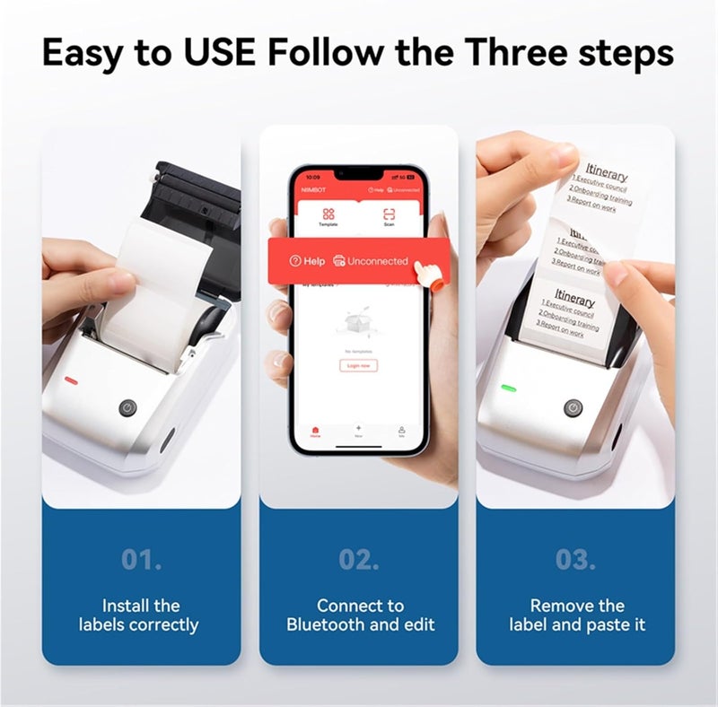 Handheld Industrial Label Printer, B1 Portable Thermal Printer with Tapes 2 Inch Adhesive Label Mini Bluetooth Sticker Maker Support Smartphones(B1-Light-Blue) - Image 2