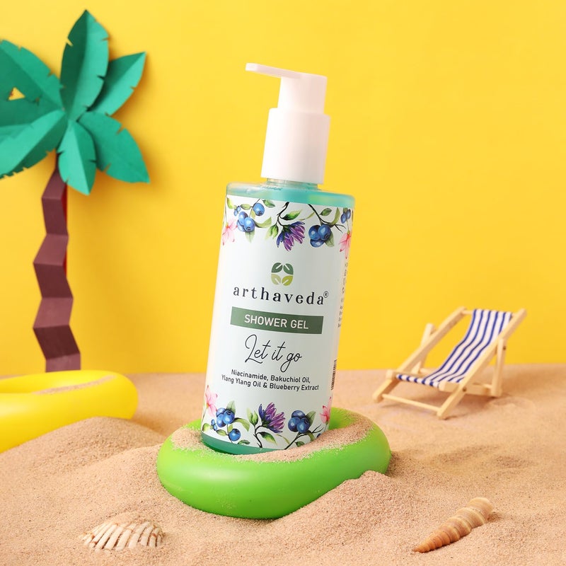 Arthaveda Shower Gel Let it Go Infused with Niacinamide Bakuchiol oil Ylang ylang oil and Blueberry Extract Paraben SLS Free 330 ml - Image 1