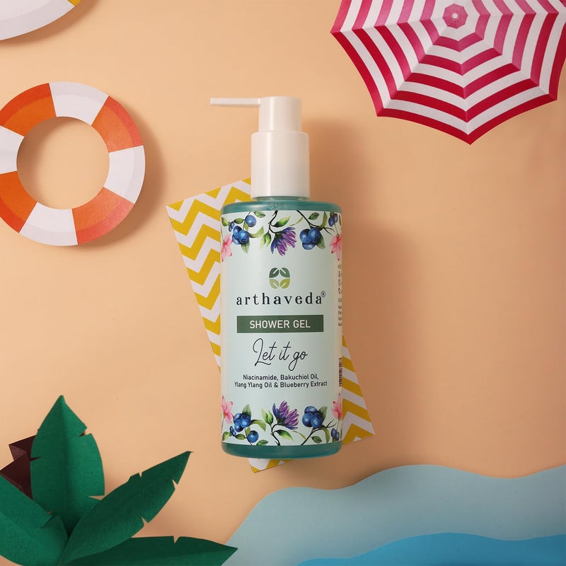 Arthaveda Shower Gel Let it Go Infused with Niacinamide Bakuchiol oil Ylang ylang oil and Blueberry Extract Paraben SLS Free 330 ml - Image 5