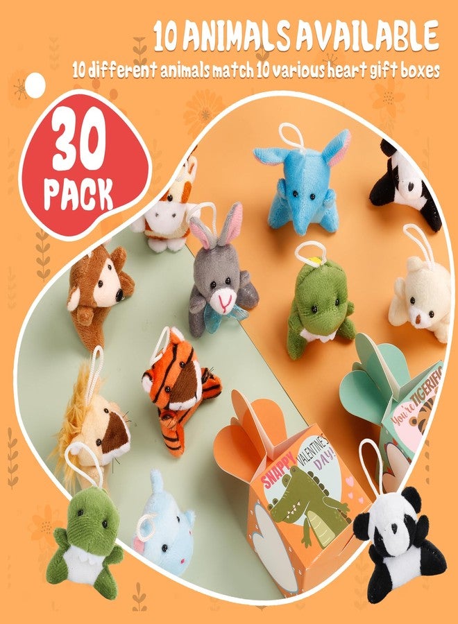 ATFUNSHOP Valentines Day Gifts for Kids with Animal Plush Toys 30 Pack Valentines Mini Keychains and Heart Gift Box in Bulk Exchange for Toddlers Girls Boys School Class Classroom Party Favors - Image 3