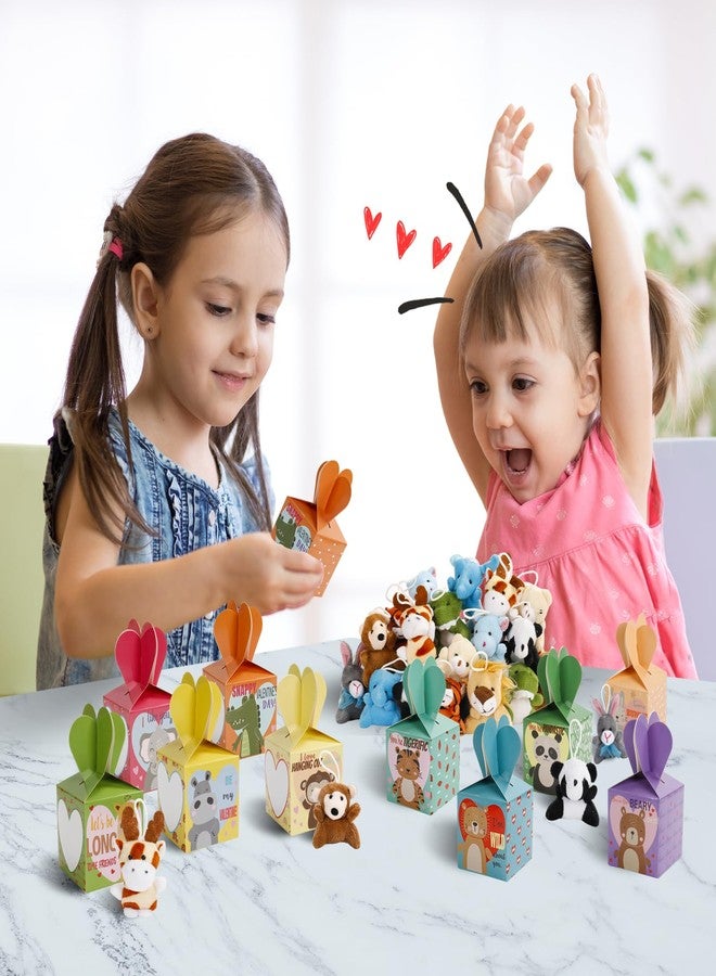 ATFUNSHOP Valentines Day Gifts for Kids with Animal Plush Toys 30 Pack Valentines Mini Keychains and Heart Gift Box in Bulk Exchange for Toddlers Girls Boys School Class Classroom Party Favors - Image 4