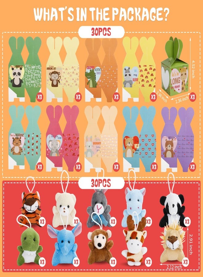 ATFUNSHOP Valentines Day Gifts for Kids with Animal Plush Toys 30 Pack Valentines Mini Keychains and Heart Gift Box in Bulk Exchange for Toddlers Girls Boys School Class Classroom Party Favors - Image 5