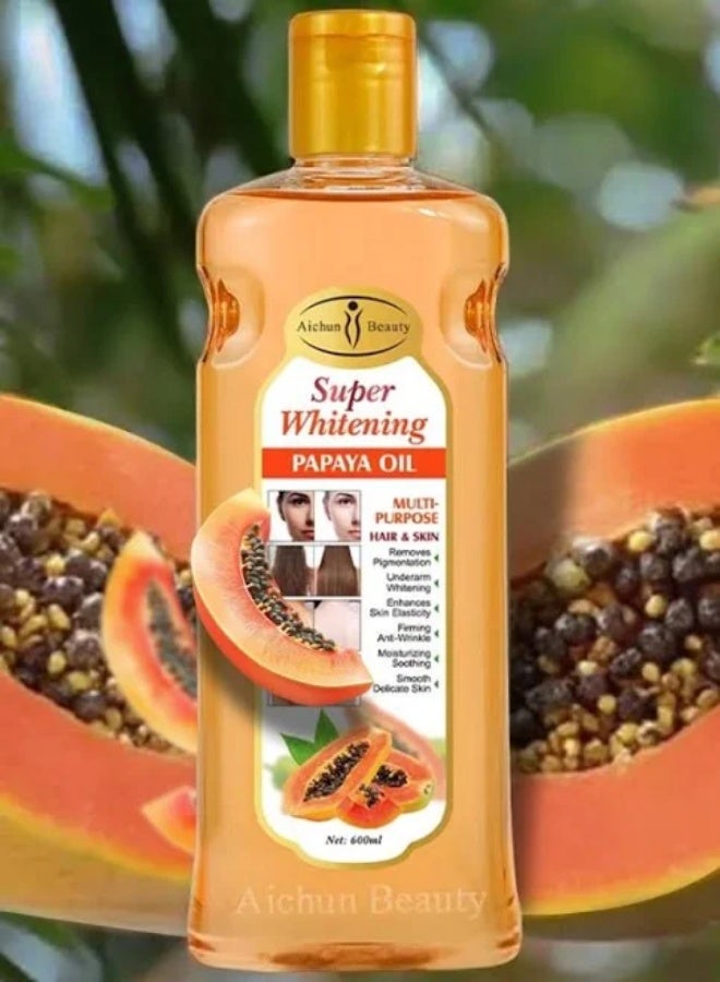 Aichun beauty Super Whitening Papaya Oil Multi Purpose Hair and Skin 600 ML - Image 1