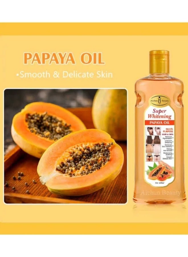 Aichun beauty Super Whitening Papaya Oil Multi Purpose Hair and Skin 600 ML - Image 2