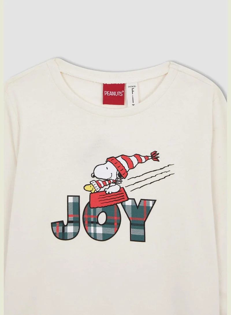 DeFacto Long Sleeve New Year Themed Snoopy Printed Pyjama Set