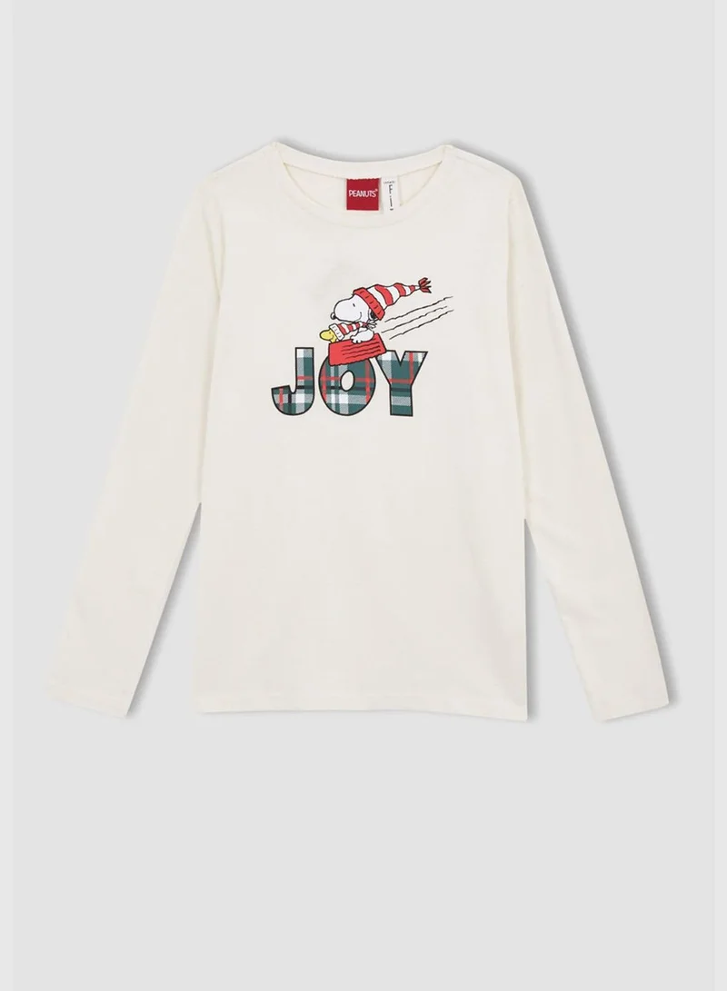 DeFacto Long Sleeve New Year Themed Snoopy Printed Pyjama Set