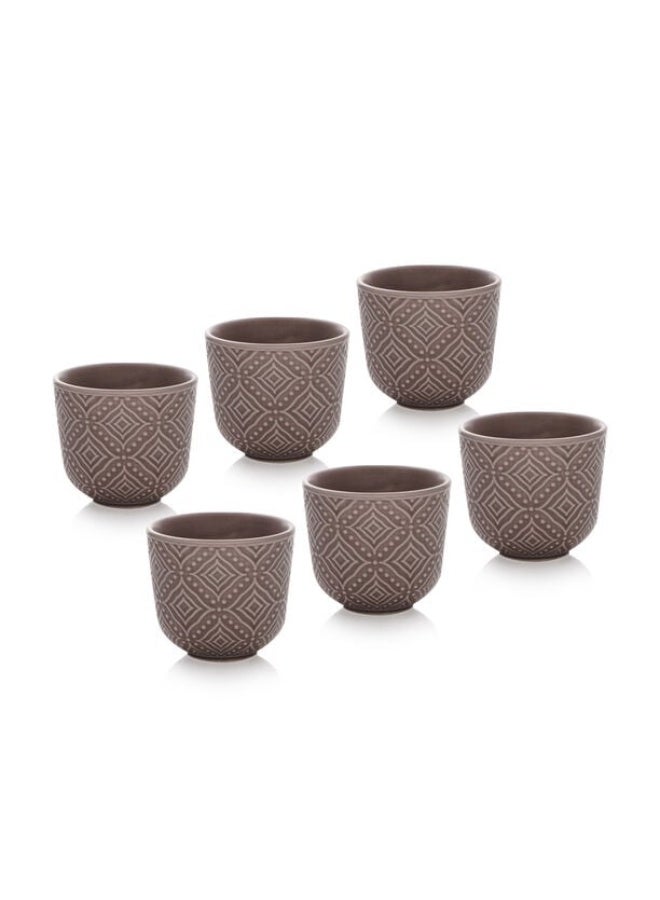 Dallaty Brown Porcelain And Glass Tea And Coffee Cups Set 18 Pcs - Image 5