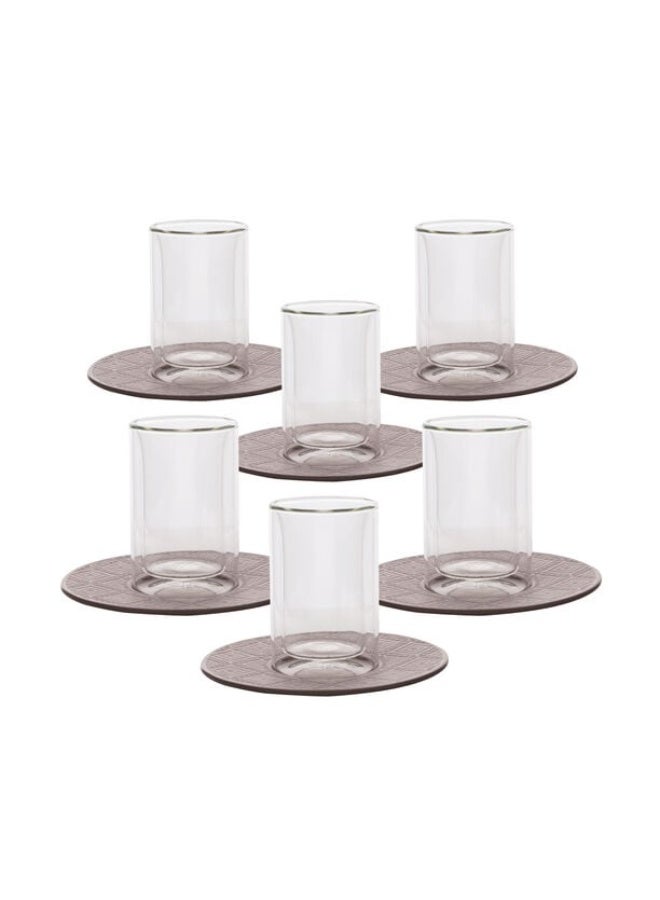Dallaty Brown Porcelain And Glass Tea And Coffee Cups Set 18 Pcs - Image 4