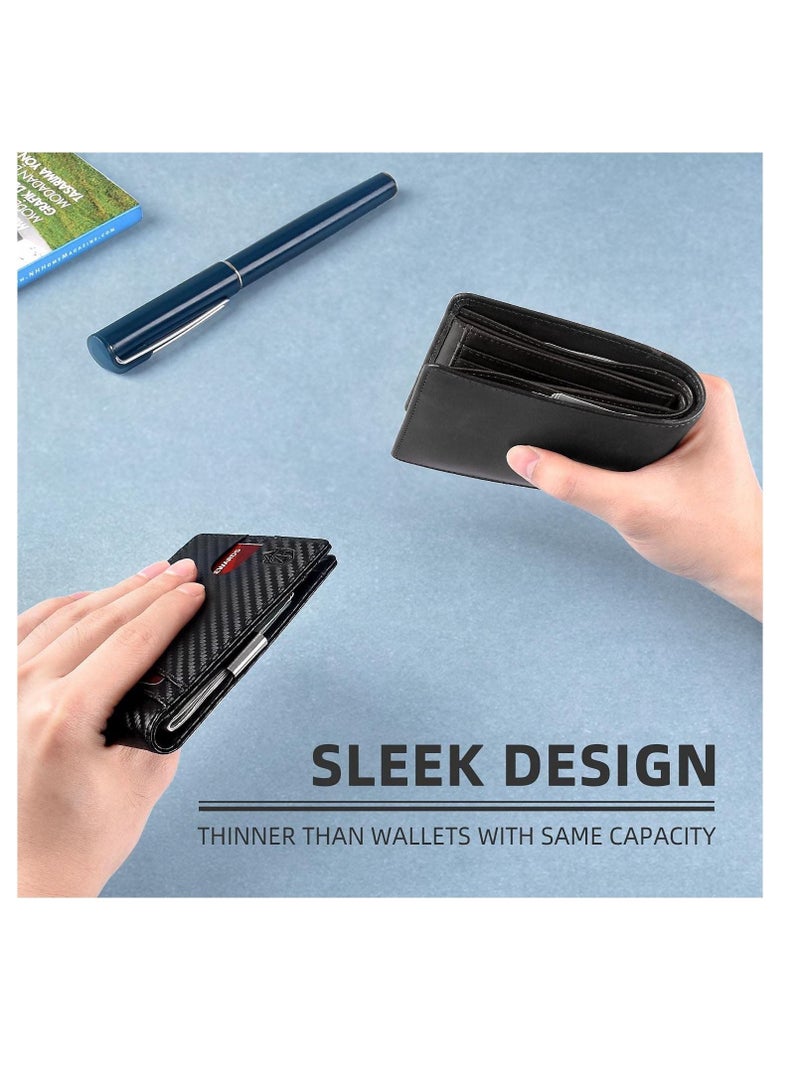 Y&D Wallet for Men Slim Larger Capacity with 12 Slots RFID Blocking Men's Minimalist Front Pocket Bifold Leather ID Window Gift Box  - Image 4