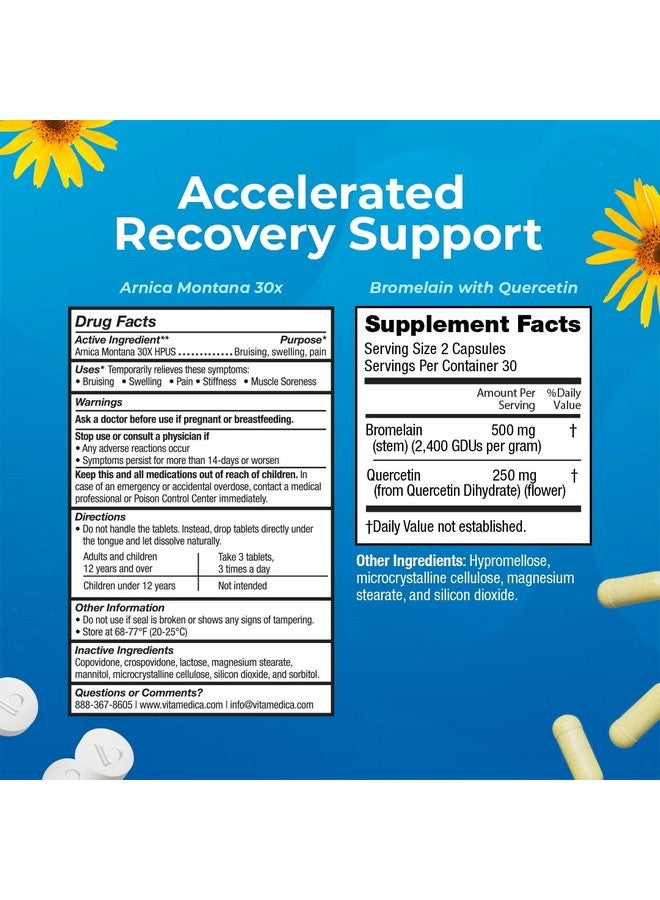 VitaMedica | Arnica Montana 30X and Bromelain with Quercetin Bundle | Arnica Montana | Bromelain | Quercetin | Recovery Bundle | Plant Based | Made in USA - Image 3