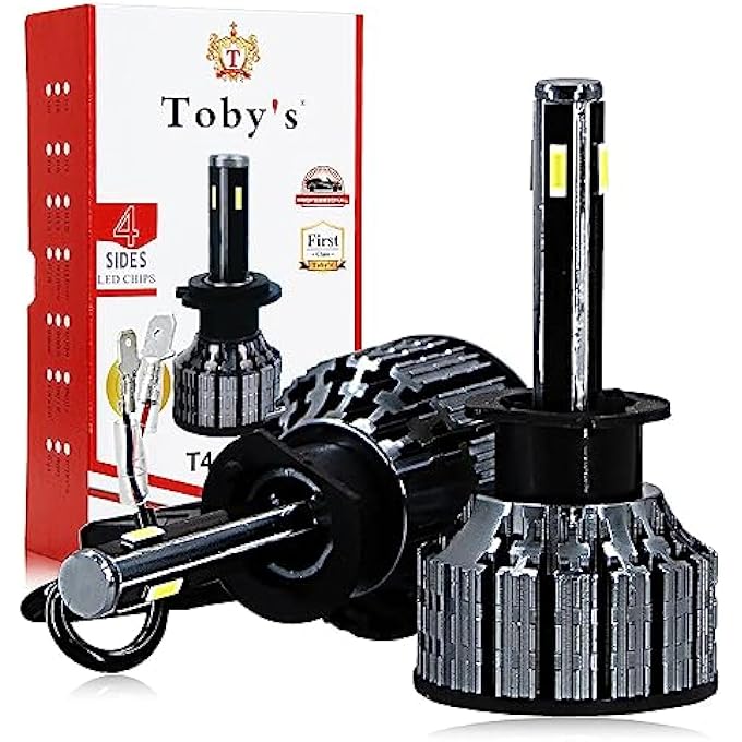 توبيز مجموعة تحويل المصابيح الأمامية LED البديلة من Tobys T4 Max H1، 6500 كلفن، مصباح LED فائق السطوع، هالوجين عالي ومنخفض الشعاع، عبوة من قطعتين - Image 1