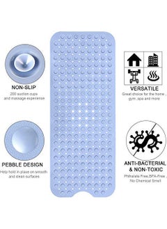 Mishrit Mishrit silicone Extra Long Non-Slip Bath Mat with Drain Holes and Suction Cups (40 x16 Inch ) for Bathroom with Machine Washable  - Image 4