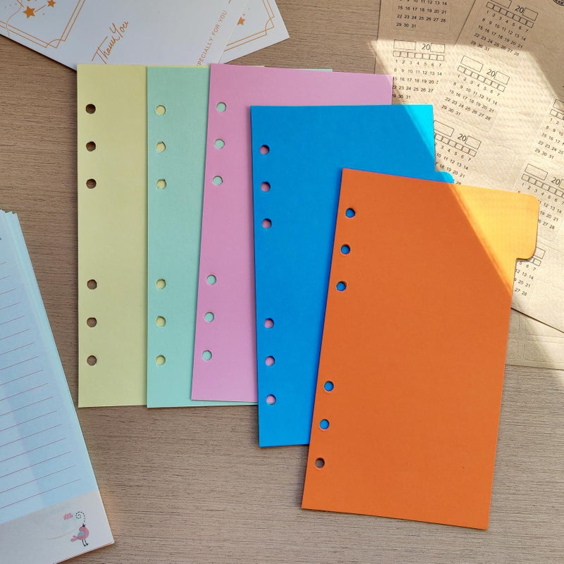 DY.2ten Binder Dividers for 6-Holes Ring Binder, 1/5 Cut Tabs, A6 Size, Sturdy Paper Dividers with 5 Tabs for School Office Home, 2 Sets, 10 Dividers - Image 3