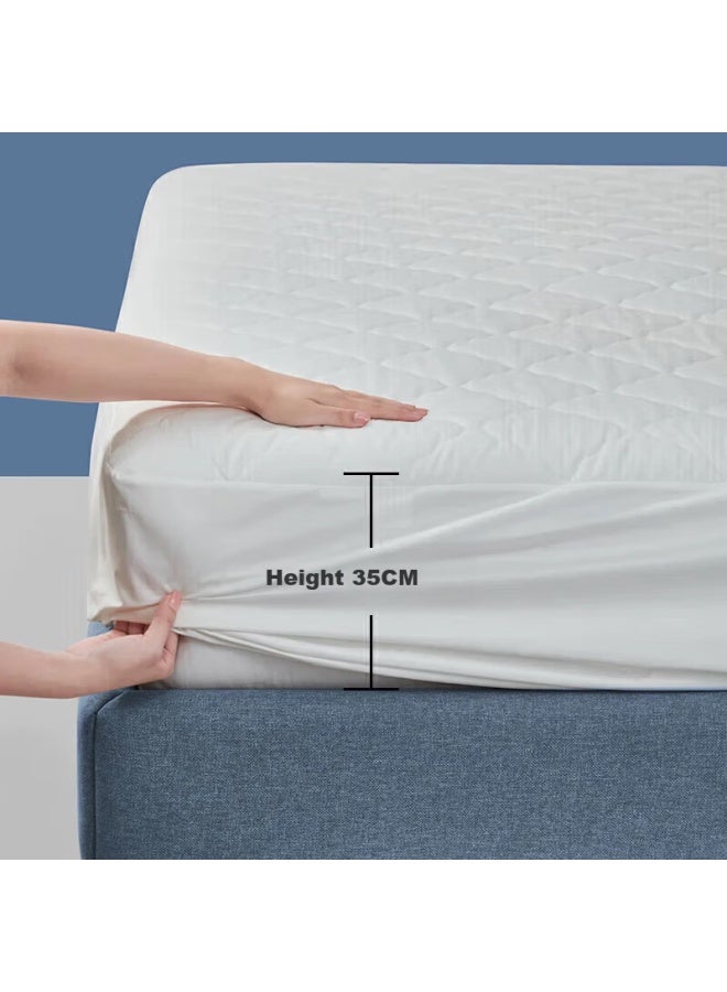 Luolaikids Washable Antibacterial Waterproof Mattress Protector Fitted Sheet White 1.8m Bed