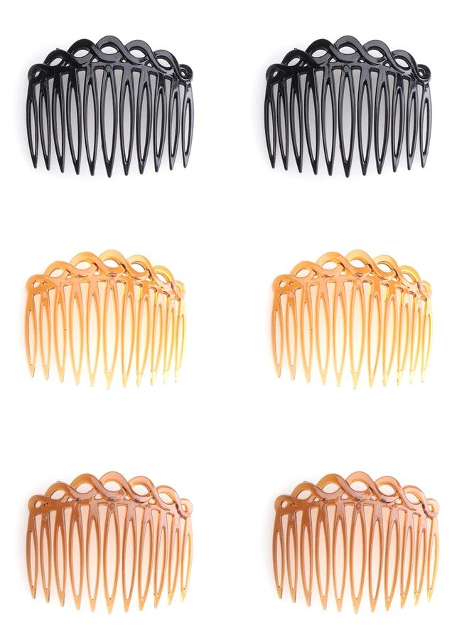 Ruwado French Hair Side Comb 6 Pcs Chic Elegant Plastic Twist Hair Clip Vintage Flexible Cellulose Non Slip Styling Combs for Women Girls Fine Hair Accessories Parties Bridal Wedding Veil Supplies - Image 1