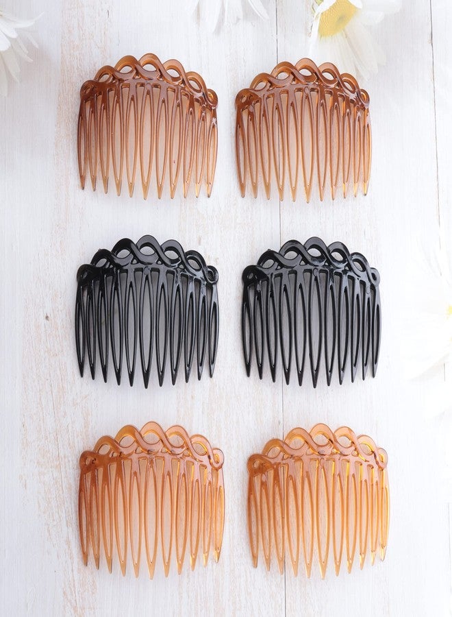 Ruwado French Hair Side Comb 6 Pcs Chic Elegant Plastic Twist Hair Clip Vintage Flexible Cellulose Non Slip Styling Combs for Women Girls Fine Hair Accessories Parties Bridal Wedding Veil Supplies - Image 3