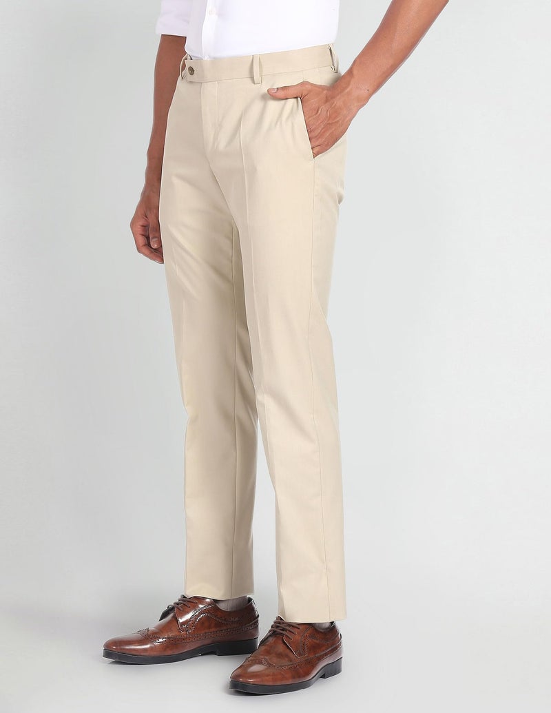 Arrow Men Regular fit Polyester SolidMid-Rise waistTrousers(ARADOTR3223_Beige_30) - Image 5