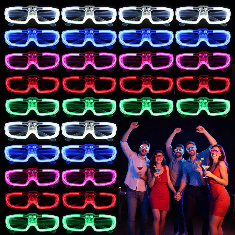 FathiSooc 28 Packs LED Glasses 5 neon color 3 Light Modes Glow Sticks Light Up GlassesGlow In The Dark Party Supplies Favors for Kids Adults Flashing toy fit Valentines Day Easter Christmas Halloween Birthday - Image 2