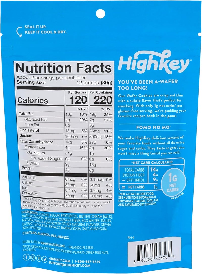 HighKey Vanilla Wafers - Sugar Free, Gluten Free, Keto Friendly - 2 OZ - Image 2