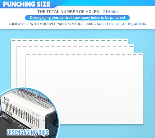 Rayson SD-220B Binding Machine, 21 Holes Comb Binding Machine, Max. Punch 20 Sheets & Binding 400 Sheets - Image 4