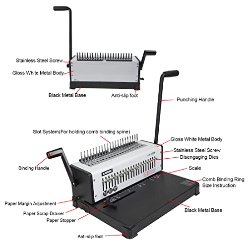 Rayson SD-220B Binding Machine, 21 Holes Comb Binding Machine, Max. Punch 20 Sheets & Binding 400 Sheets - Image 2