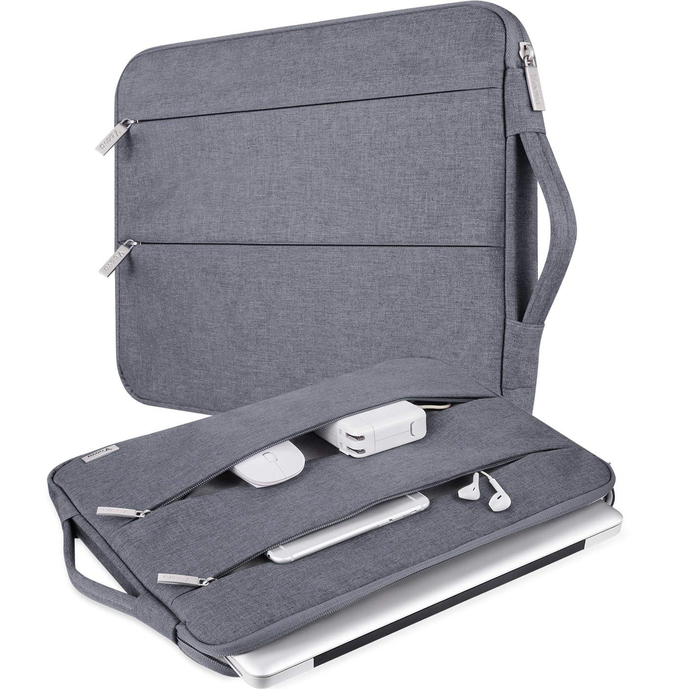 V Voova Laptop Sleeve Carrying Case 15.6 16 Inch, Slim Computer Cover Bag Compatible with MacBook Pro 15/16, Dell xps 15, 15-16 Inch HP Dell Asus Acer Laptop, Grey