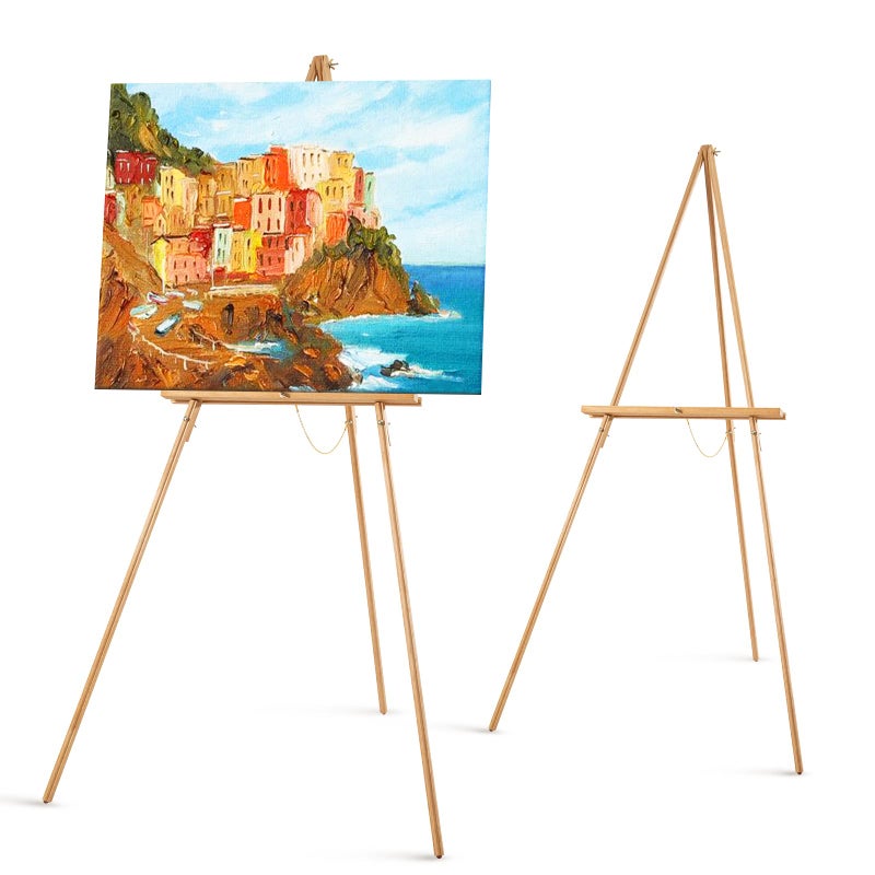 Falling in Art 65 AFrame Tripod Easel Stand Wooden Display Easel with Adjustable Canvas Holder Floor Easel for Wedding Signs Posters Paintings ArtworkNatural 2 Pack