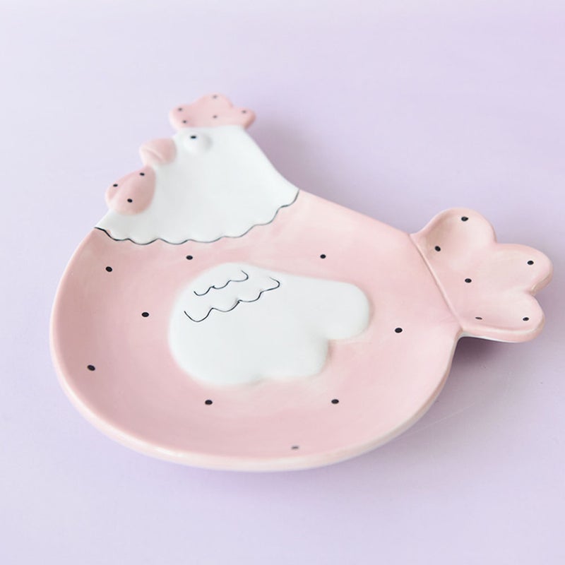 2 pcs Lovely Hen Shaped Ceramic Dish Delicate Candy Cake Service Plate - Image 3