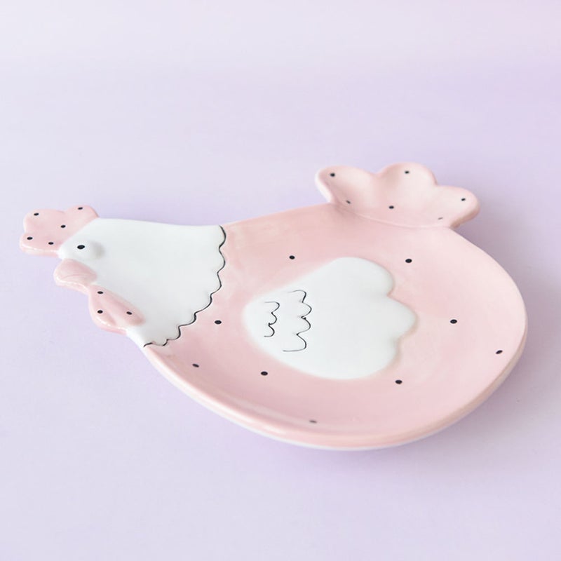 2 pcs Lovely Hen Shaped Ceramic Dish Delicate Candy Cake Service Plate - Image 2