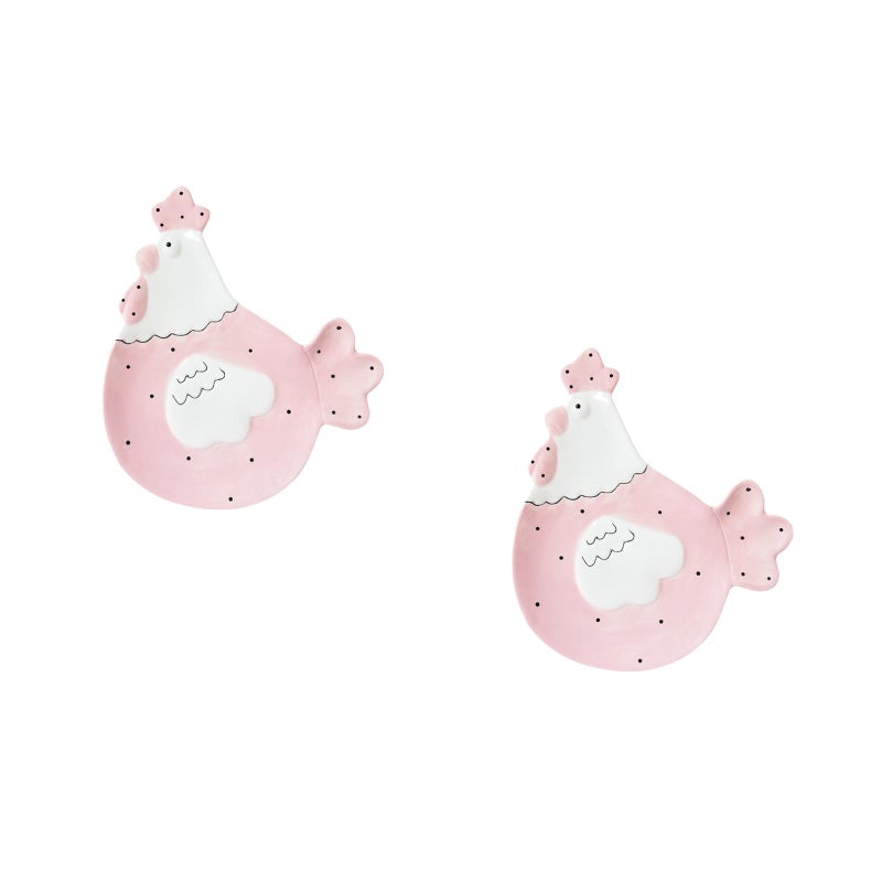 2 pcs Lovely Hen Shaped Ceramic Dish Delicate Candy Cake Service Plate - Image 1