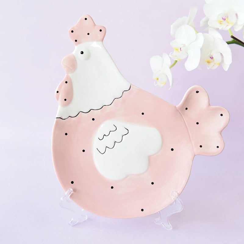 2 pcs Lovely Hen Shaped Ceramic Dish Delicate Candy Cake Service Plate - Image 4