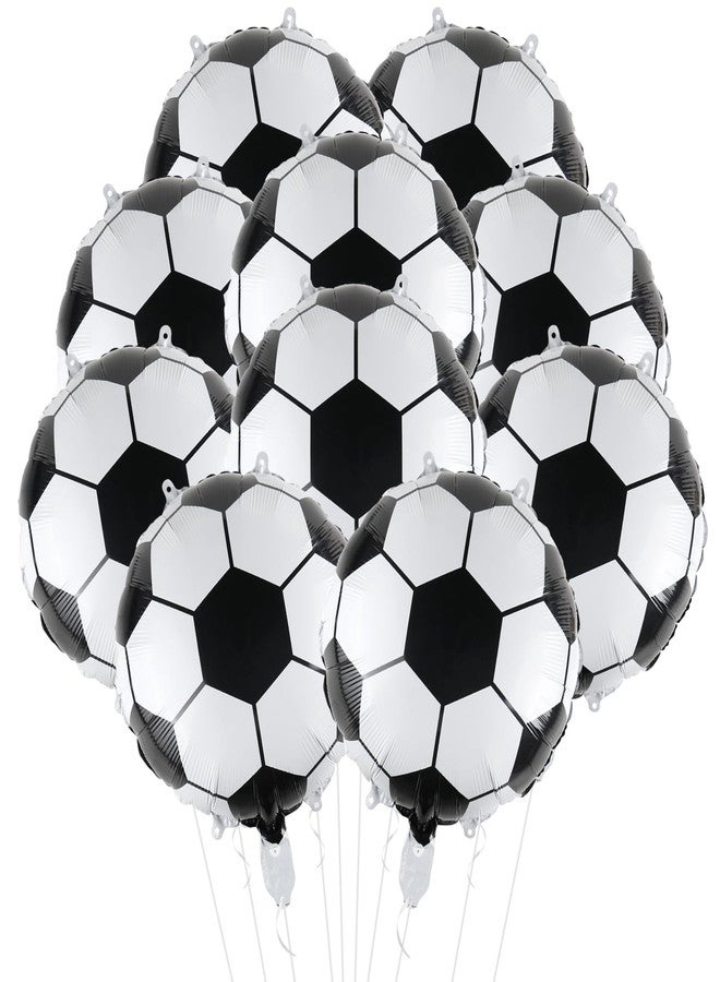 EVERMARKET 10 Pieces 18 inches Soccer Balloons Soccer Themed Party Decorations Foil Mylar Soccer Ball Balloons For Birthday Sports Graduation Party Decoration (Sports) - Image 1