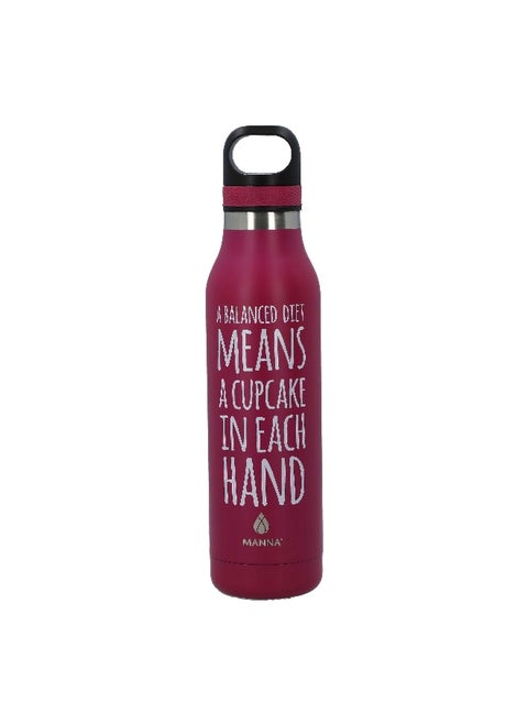 Balanced Diet Quote Printed Stainless Steel Water Bottle Maroon 709 ml AC27952