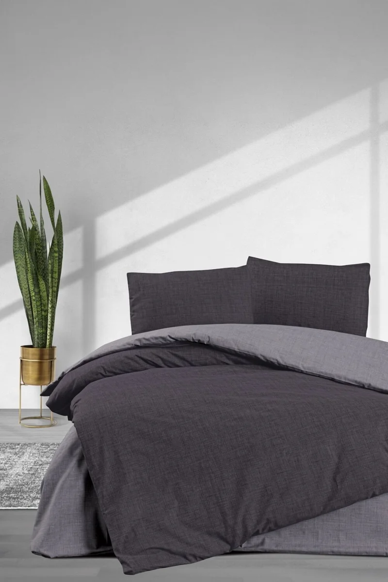 Elart Simple Fitted Double Duvet Cover Set 4 Pieces Gray