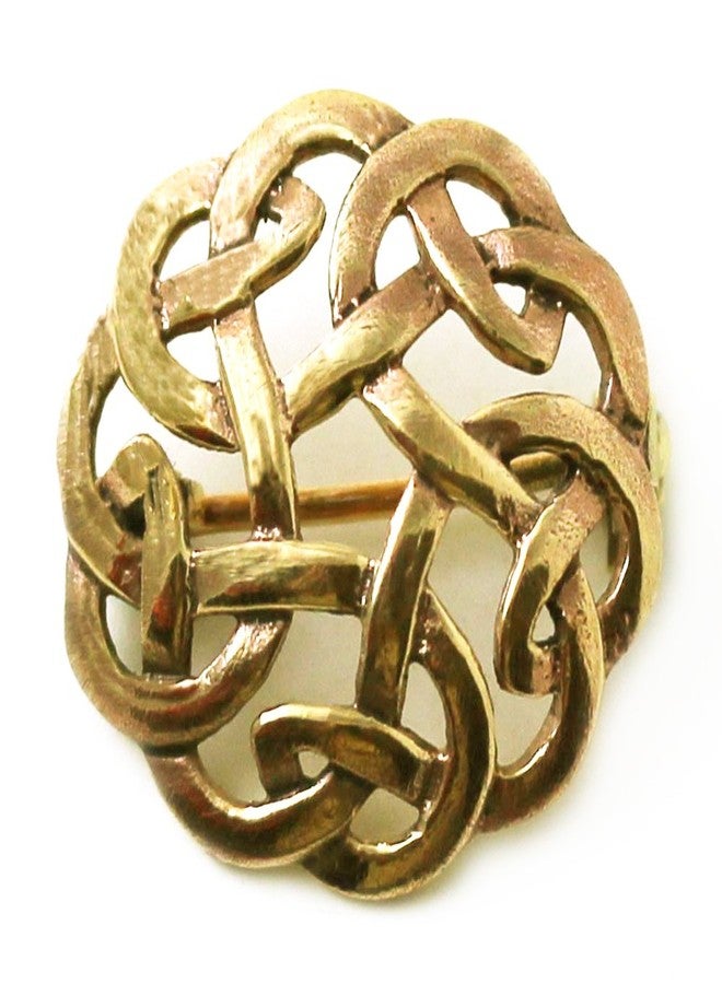 LynnAround Bronze Gold Filigree Brooches, Clothes Fasteners - Cloak, Shawl, Scarf Pin, Celtic Irish Norse Vintage Jewelry (0.94) - Image 1