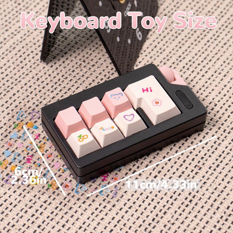 Gliging Keyboard Fidget Toys, Pink Loud Keyboard Clicker Fidget Button Toy for Stress Relief, Cute Linear Finger Clicker Sensory Toys for Adults (Black Pink) - Image 3