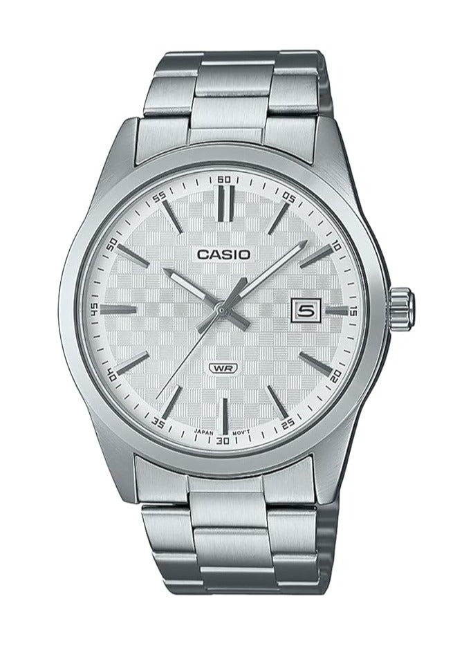 كاسيو ساعة كاسيو للرجال - انالوج، عرض التاريخ، ميناء ابيض، وسوار ستانلس ستيل MTP-VD03D-7A - Image 1