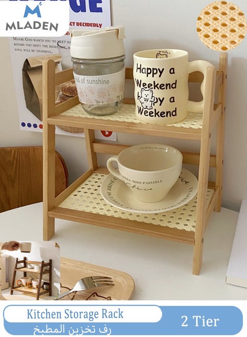 2 Tier Countertop Storage Rack Coffee Station Organizer Cup Storage Shelf Cup Drying Rack Spice Rack Organizer for Kitchen Bathroom Kitchen Storage Organizer Cosmetics Storage Rack
