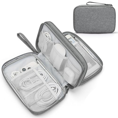 FYY Electronic Organizer, Large Travel Cable Organizer Bag Pouch Electronic Accessories Carry Case Portable Waterproof Double Layers All-in-One Storage Bag for Cable, Cord, Charger, Phone, Dark Grey - Image 1