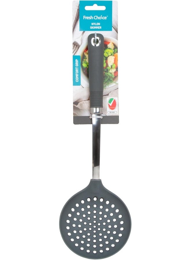 Fresh Choice Nylon Skimmer 203C Heat Resistant Soft Grip Dishwasher Safe Non Stick Friendly Grey - Image 1