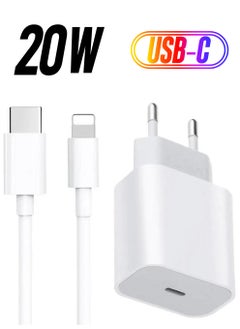 For Iphone 20w Charger Apple 11/12/13 Usb-c To Lightning Power Adapter 1m Data Cable Eu Plug
