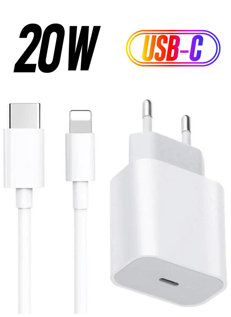 ELTRAZONE - For Iphone 20w Charger Apple 11/12/13 Usb-c To Lightning Power Adapter 1m Data Cable Eu Plug - Image 1