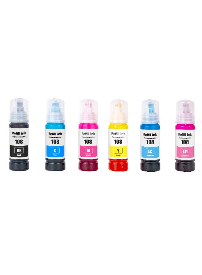 NexNova 108 6-Color Compatible Ink Set for Epson L8050 L18050 70 ml Multipack - Image 1